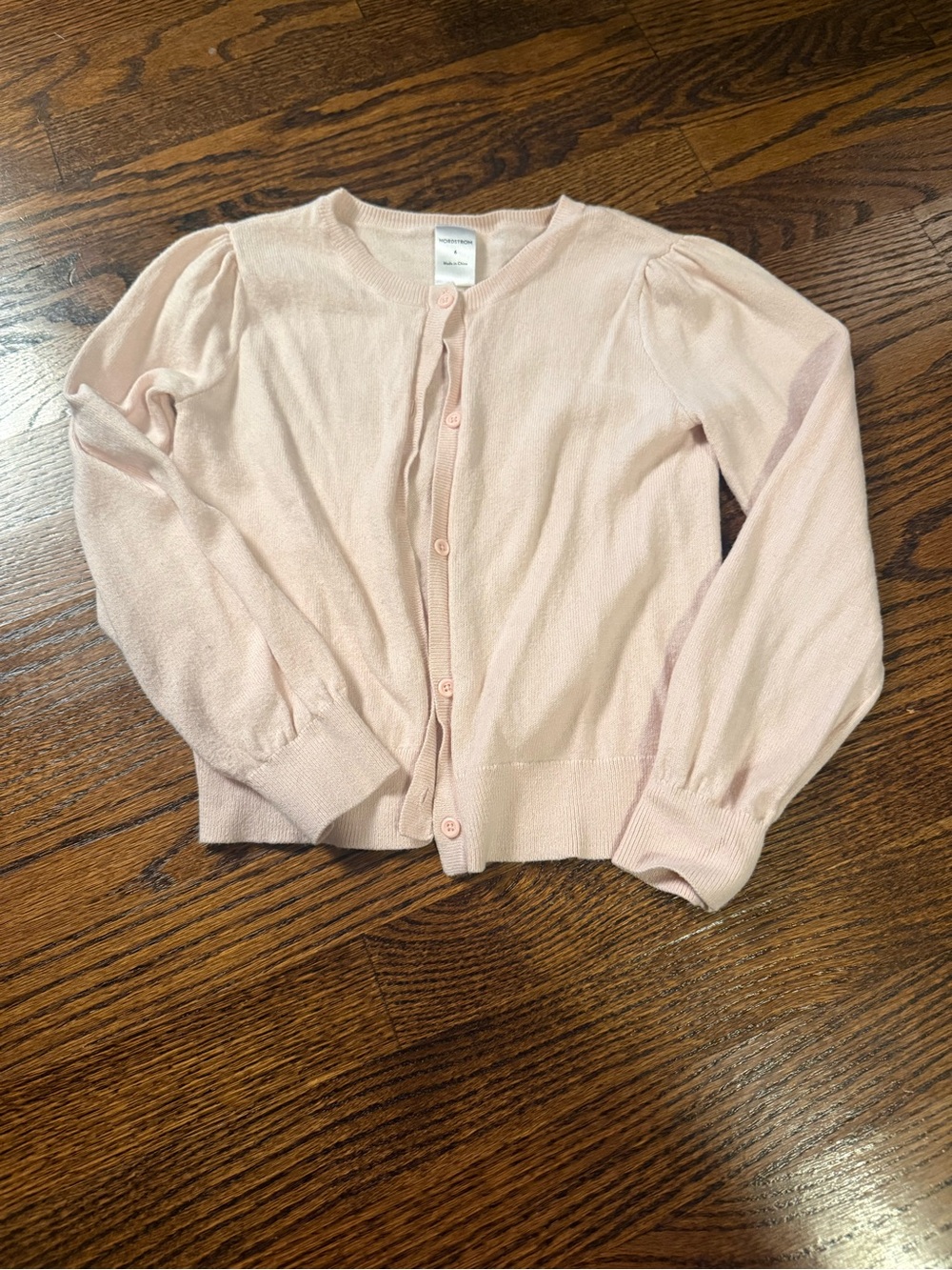 Nordstrom Light Pink Girls Button-Front Cardigan